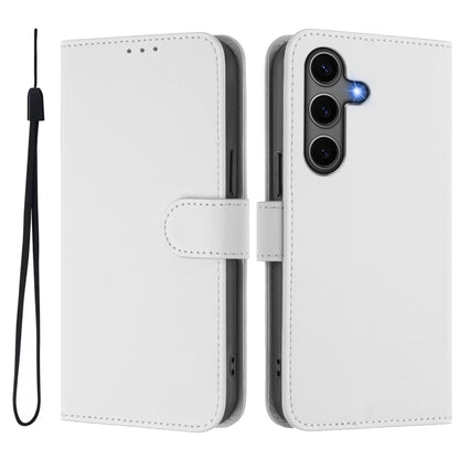 For Samsung Galaxy S25+ 5G Skin Feel Solid Color Leather Phone Case with Lanyard(White) - Galaxy S25+ 5G Cases by PMC Jewellery | Online Shopping South Africa | PMC Jewellery | Buy Now Pay Later Mobicred