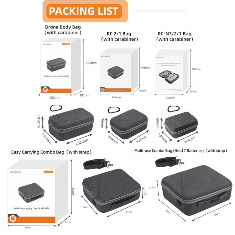 Sunnylife Carrying Case Bag, Model:A3-B658 Drone Body Bag - free shipping - PMC TechLife - Order now!