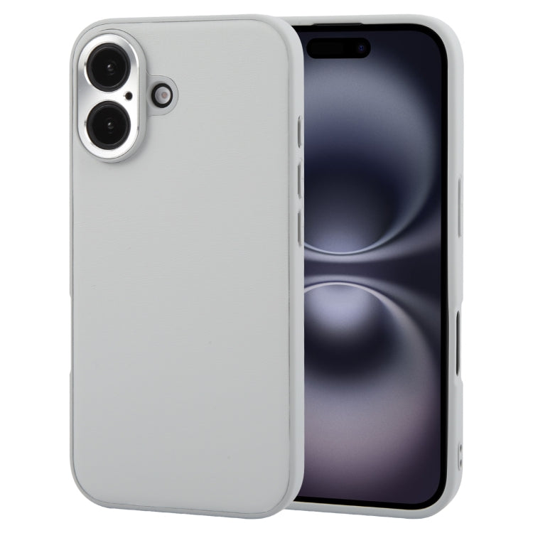 For iPhone 16 Plus GEBEI Plain Leather TPU Hybrid PU Phone Case(Grey) - iPhone 16 Plus Cases by GEBEI | Online Shopping South Africa | PMC Jewellery | Buy Now Pay Later Mobicred