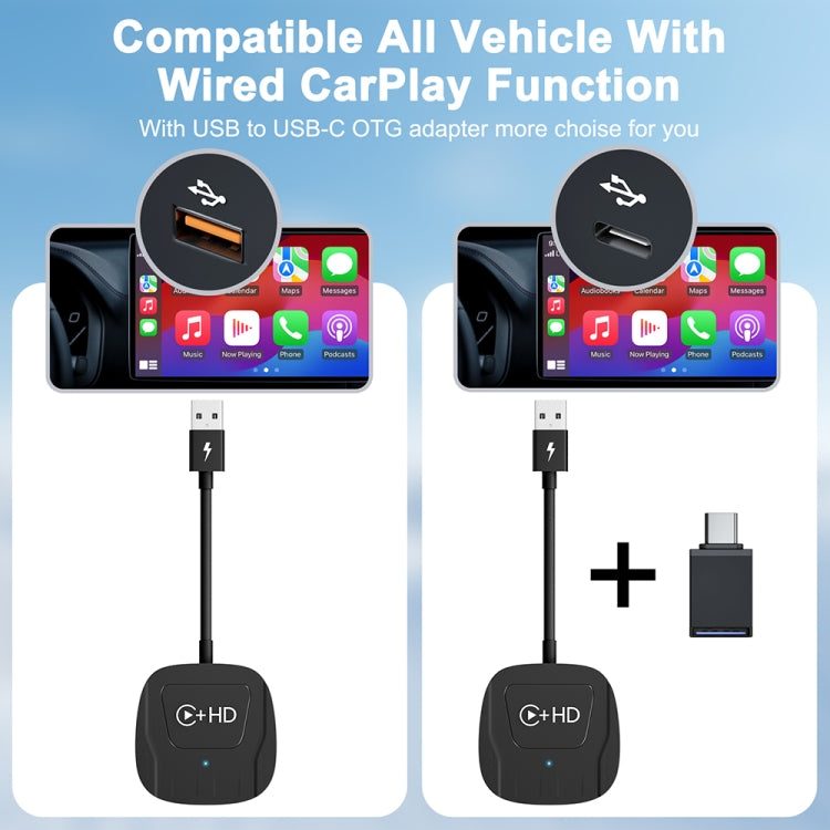 USB and HDMI Wired to Wireless CarPlay Auto Adapter, Specification:Square(Black) - free shipping - PMC Jewellery - Order now!