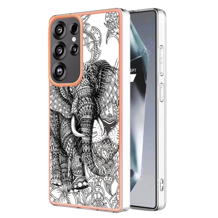 For Samsung Galaxy S25 Ultra 5G Electroplating Marble Dual-side IMD Phone Case(Totem Elephant) - Galaxy S25 Ultra 5G Cases by PMC Jewellery | Online Shopping South Africa | PMC Jewellery | Buy Now Pay Later Mobicred