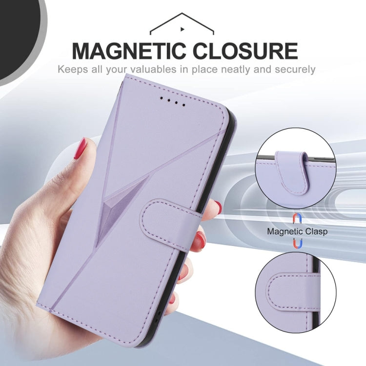 For iPhone 16e Triangle Pattern Buckle Clasp Leather Phone Case(Light Purple) - free shipping - PMC TechLife - Order now!