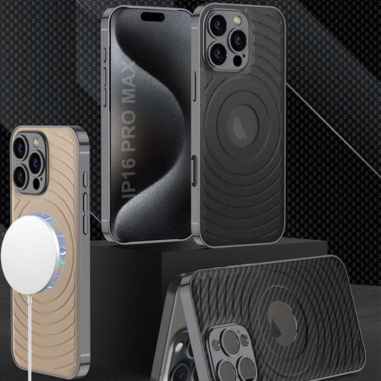 For iPhone 16 Pro Max GKK Plating Leather Wave MagSafe Phone Case(Grey) - free shipping - PMC Jewellery - Order now!