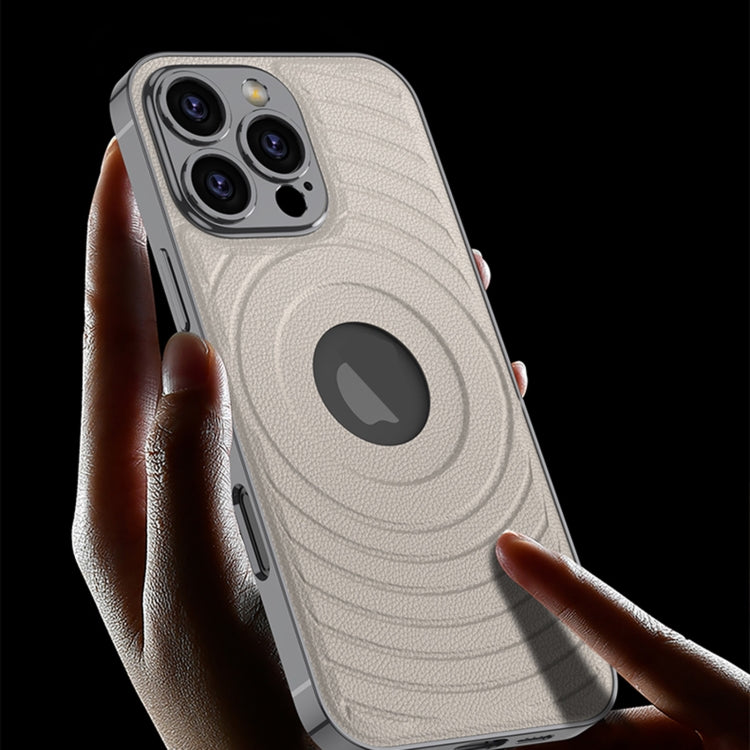 For iPhone 16 Pro Max GKK Plating Leather Wave MagSafe Phone Case(Titanium Gray) - free shipping - PMC Jewellery - Order now!