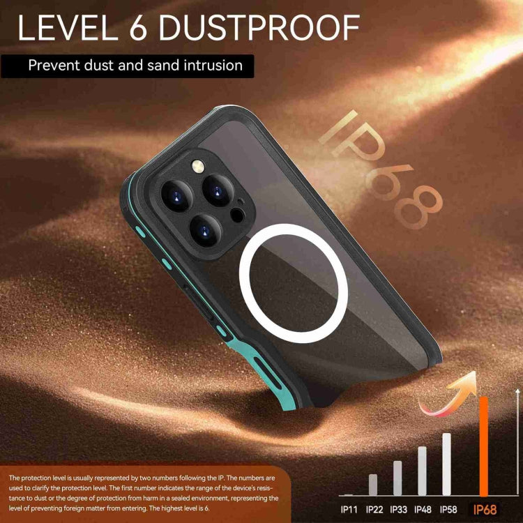 For iPhone 16 Pro RedPepper IP68 Waterproof Triple-proof MagSafe Phone Case(Black Blue) - free shipping - PMC Jewellery - Order now!