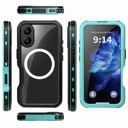 For iPhone 16 RedPepper IP68 Waterproof Triple-proof MagSafe Phone Case(Black Blue) - iPhone 16 Cases by RedPepper | Online Shopping South Africa | PMC Jewellery | Buy Now Pay Later Mobicred