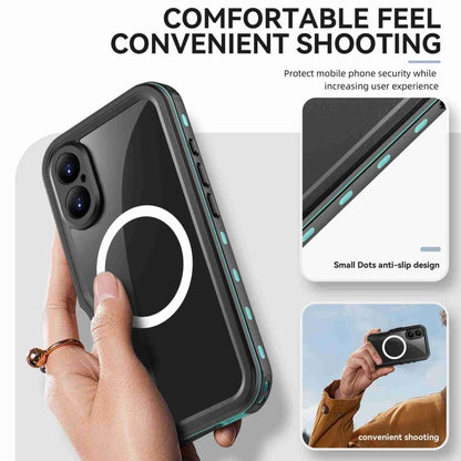 For iPhone 16 RedPepper IP68 Waterproof Triple-proof MagSafe Phone Case(Black Blue) - iPhone 16 Cases by RedPepper | Online Shopping South Africa | PMC Jewellery | Buy Now Pay Later Mobicred