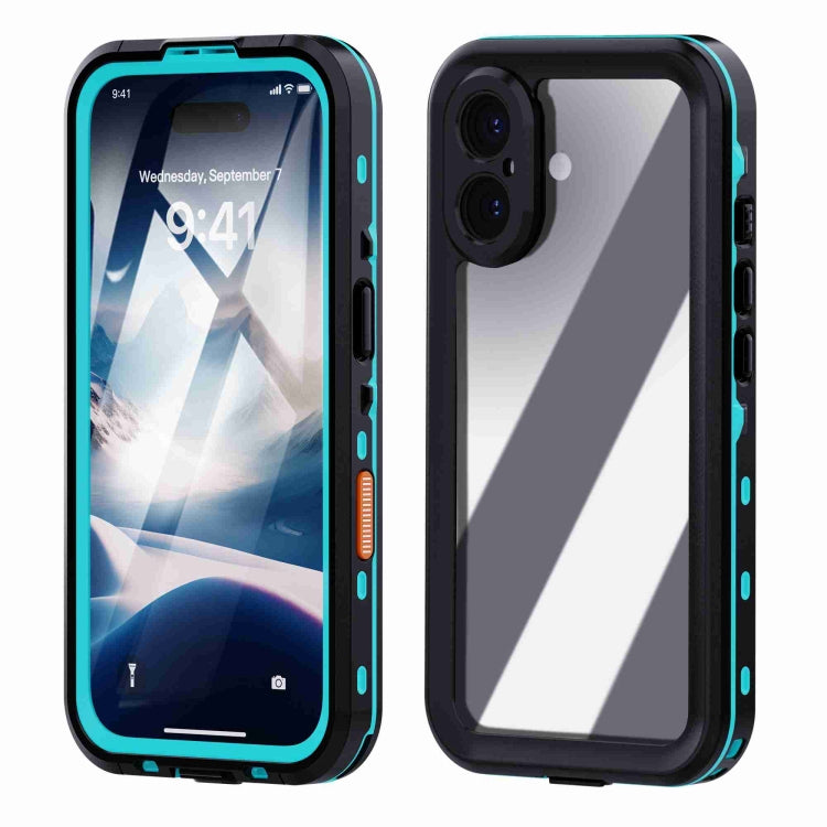 For iPhone 16 Plus RedPepper Transparent Dot IP68 Waterproof Triple-proof Phone Case(Black Blue) - iPhone 16 Plus Cases by RedPepper | Online Shopping South Africa | PMC Jewellery | Buy Now Pay Later Mobicred