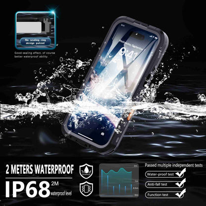 For iPhone 16 Plus RedPepper Transparent Dot IP68 Waterproof Triple-proof MagSafe Phone Case(Black Dark Grey) - iPhone 16 Plus Cases by RedPepper | Online Shopping South Africa | PMC Jewellery | Buy Now Pay Later Mobicred