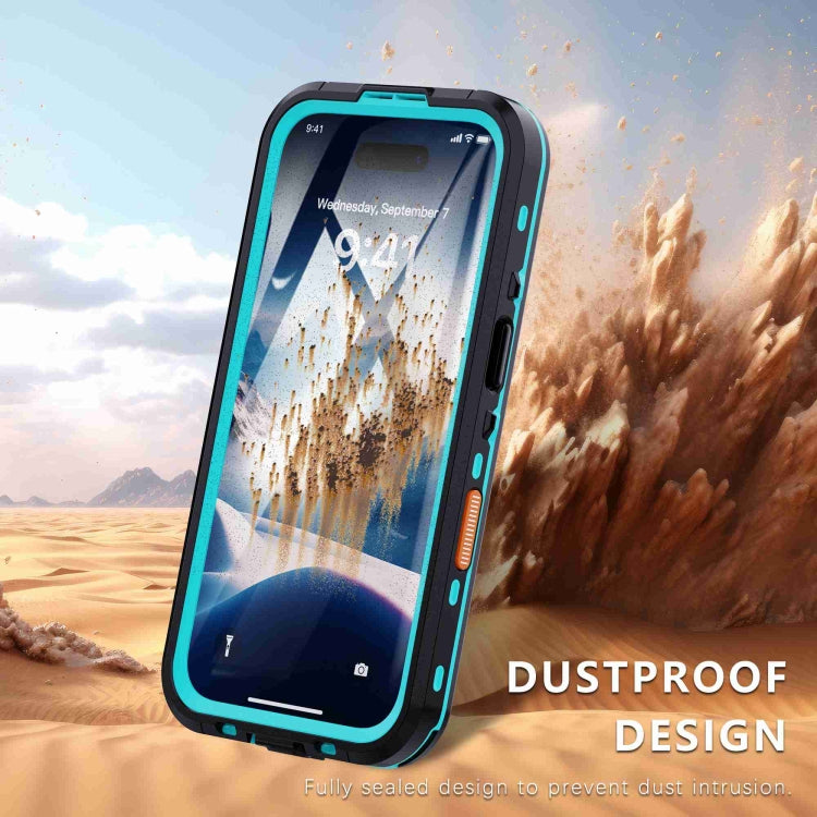For iPhone 16 RedPepper Transparent Dot IP68 Waterproof Triple-proof MagSafe Phone Case(Black Blue) - free shipping - PMC Jewellery - Order now!