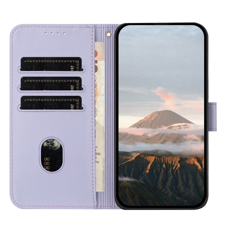 For Samsung Galaxy S25+ 5G Triangle Pattern Buckle Clasp Leather Phone Case(Light Purple) - Galaxy S25+ 5G Cases by PMC Jewellery | Online Shopping South Africa | PMC Jewellery | Buy Now Pay Later Mobicred