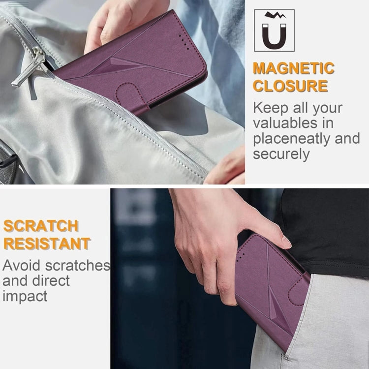 For Samsung Galaxy S25 Ultra 5G Triangle Pattern Buckle Clasp Leather Phone Case(Dark Purple) - Galaxy S25 Ultra 5G Cases by PMC Jewellery | Online Shopping South Africa | PMC Jewellery | Buy Now Pay Later Mobicred