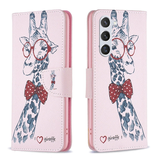 For Samsung Galaxy S25 5G Colored Drawing Pattern Leather Phone Case(Giraffe) - Galaxy S25 5G Cases by PMC Jewellery | Online Shopping South Africa | PMC Jewellery | Buy Now Pay Later Mobicred