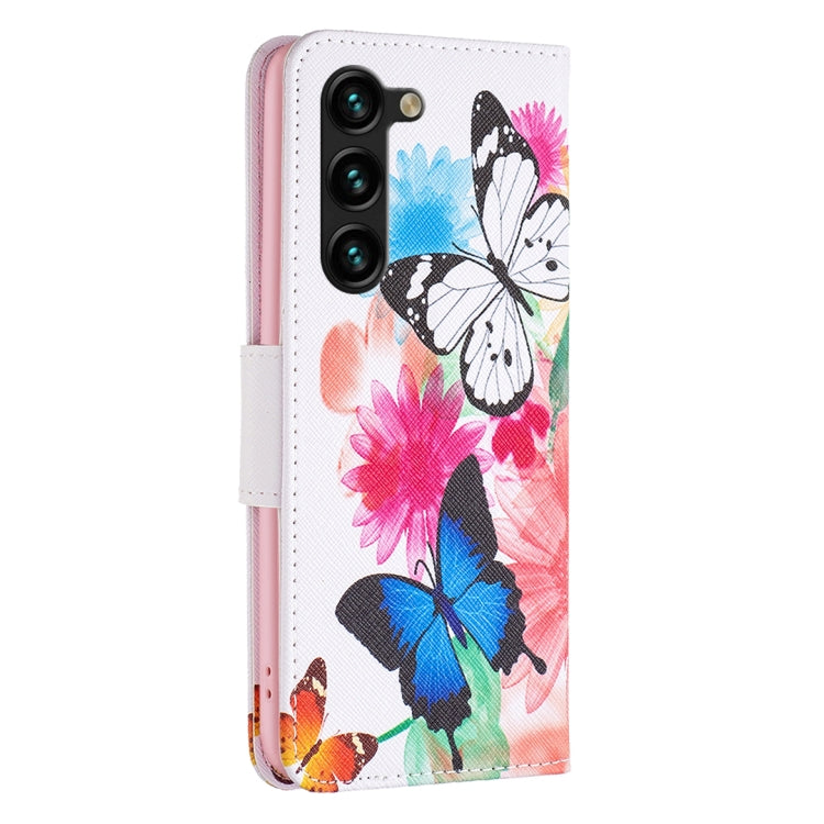 For Samsung Galaxy S25+ 5G Colored Drawing Pattern Leather Phone Case(Butterflies) - Galaxy S25+ 5G Cases by PMC Jewellery | Online Shopping South Africa | PMC Jewellery | Buy Now Pay Later Mobicred