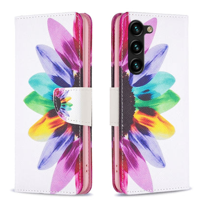 For Samsung Galaxy S25+ 5G Colored Drawing Pattern Leather Phone Case(Sun Flower) - Galaxy S25+ 5G Cases by PMC Jewellery | Online Shopping South Africa | PMC Jewellery | Buy Now Pay Later Mobicred