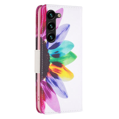 For Samsung Galaxy S25+ 5G Colored Drawing Pattern Leather Phone Case(Sun Flower) - Galaxy S25+ 5G Cases by PMC Jewellery | Online Shopping South Africa | PMC Jewellery | Buy Now Pay Later Mobicred