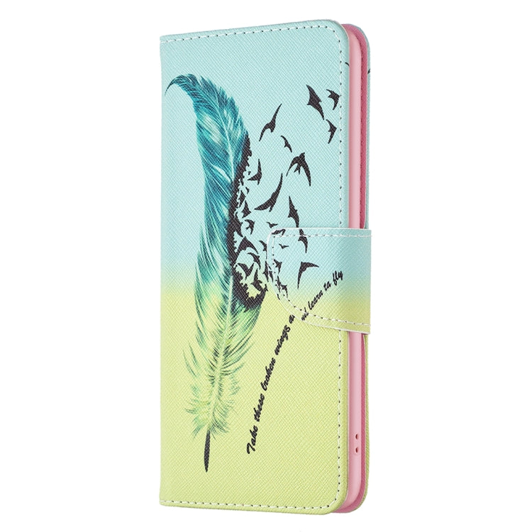 For Samsung Galaxy S25+ 5G Colored Drawing Pattern Leather Phone Case(Feather) - Galaxy S25+ 5G Cases by PMC Jewellery | Online Shopping South Africa | PMC Jewellery | Buy Now Pay Later Mobicred