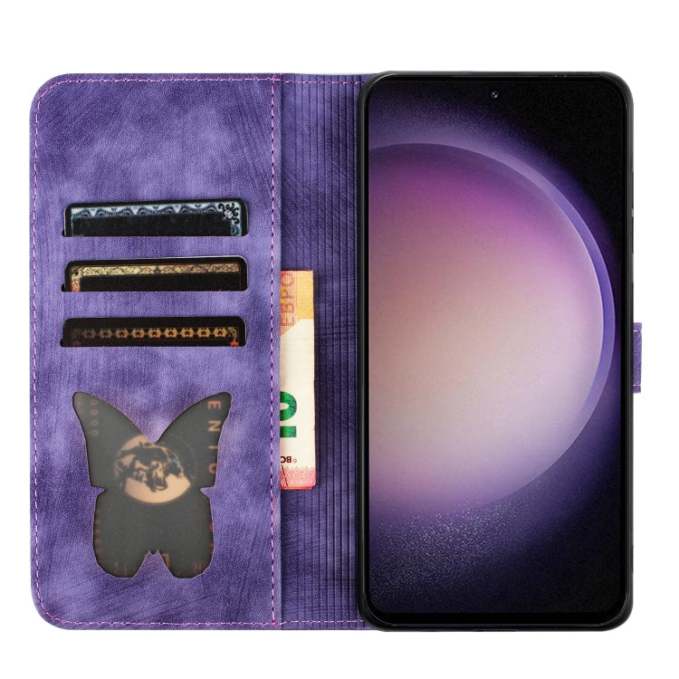 For Samsung Galaxy S25+ 5G Butterfly Cat Embossing Flip Leather Phone Case(Purple) - Galaxy S25+ 5G Cases by PMC Jewellery | Online Shopping South Africa | PMC Jewellery | Buy Now Pay Later Mobicred