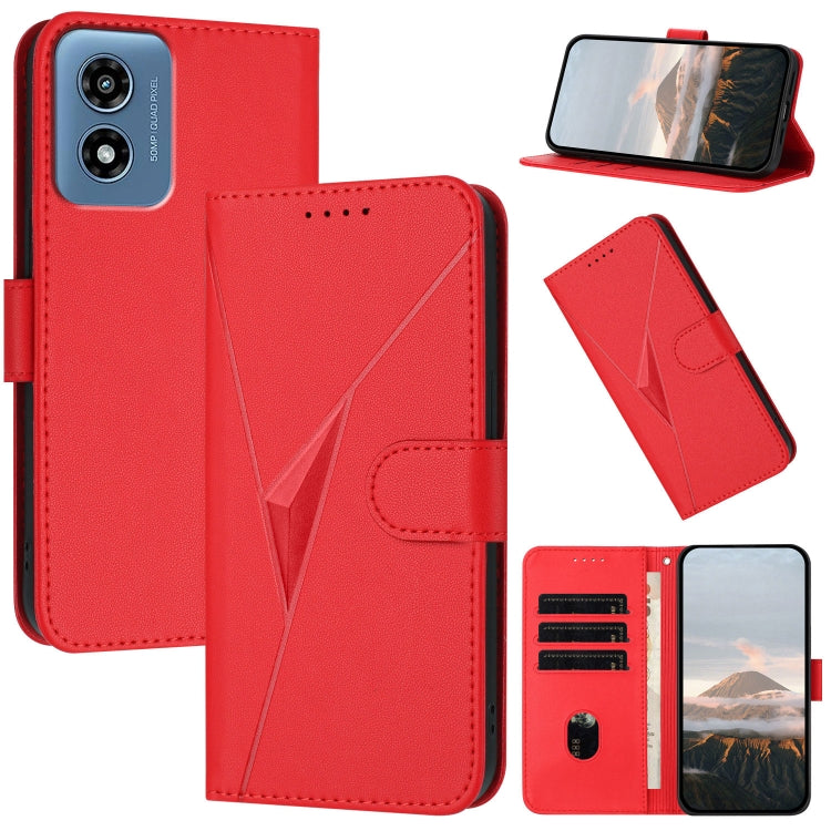 For Motorola Moto G Play 4G 2024 Triangle Pattern Buckle Clasp Leather Phone Case(Red) - free shipping - PMC Jewellery - Order now!