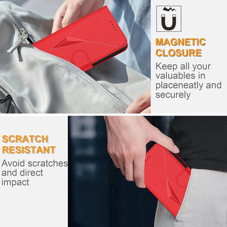 For Motorola Moto G Play 4G 2024 Triangle Pattern Buckle Clasp Leather Phone Case(Red) - free shipping - PMC Jewellery - Order now!