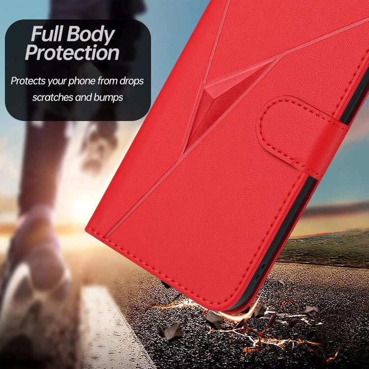 For Motorola Moto G Play 4G 2024 Triangle Pattern Buckle Clasp Leather Phone Case(Red) - free shipping - PMC Jewellery - Order now!