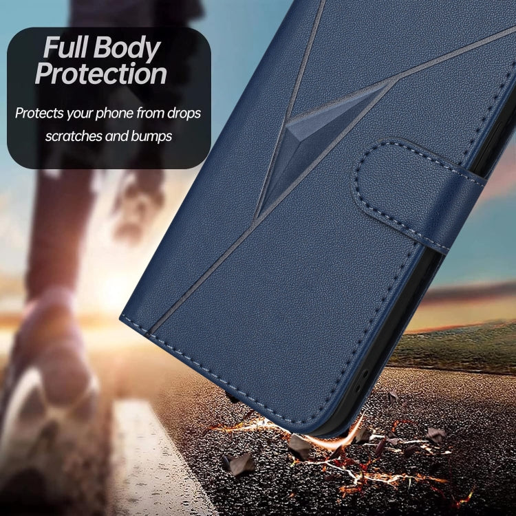 For Motorola Moto G 5G 2024 Triangle Pattern Buckle Clasp Leather Phone Case(Royal Blue) - Motorola Cases by PMC Jewellery | Online Shopping South Africa | PMC Jewellery | Buy Now Pay Later Mobicred