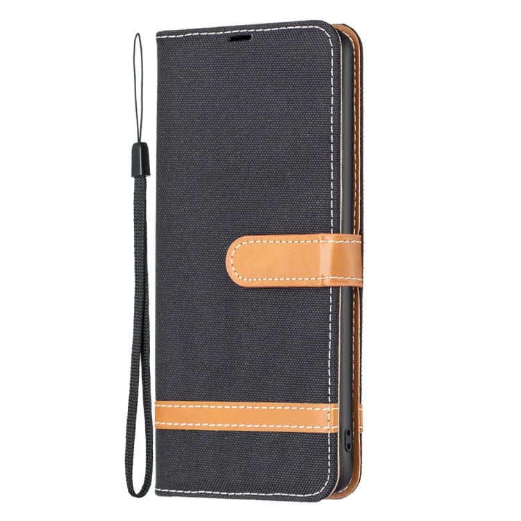 For Samsung Galaxy S25 5G Color Block Denim Texture Leather Phone Case(Black) - Galaxy S25 5G Cases by PMC Jewellery | Online Shopping South Africa | PMC Jewellery | Buy Now Pay Later Mobicred