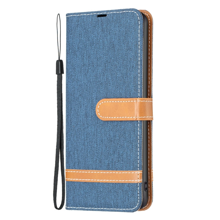 For Samsung Galaxy S25 5G Color Block Denim Texture Leather Phone Case(Dark Blue) - Galaxy S25 5G Cases by PMC Jewellery | Online Shopping South Africa | PMC Jewellery | Buy Now Pay Later Mobicred