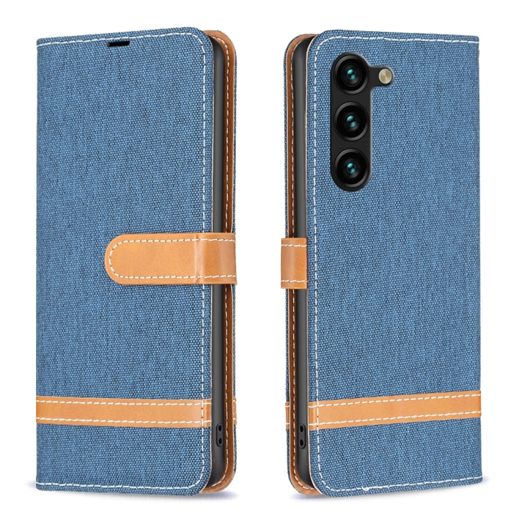 For Samsung Galaxy S25+ 5G Color Block Denim Texture Leather Phone Case(Dark Blue) - Galaxy S25+ 5G Cases by PMC Jewellery | Online Shopping South Africa | PMC Jewellery | Buy Now Pay Later Mobicred