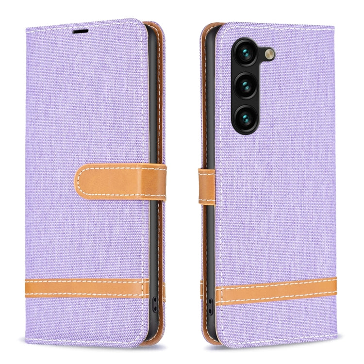 For Samsung Galaxy S25+ 5G Color Block Denim Texture Leather Phone Case(Purple) - Galaxy S25+ 5G Cases by PMC Jewellery | Online Shopping South Africa | PMC Jewellery | Buy Now Pay Later Mobicred