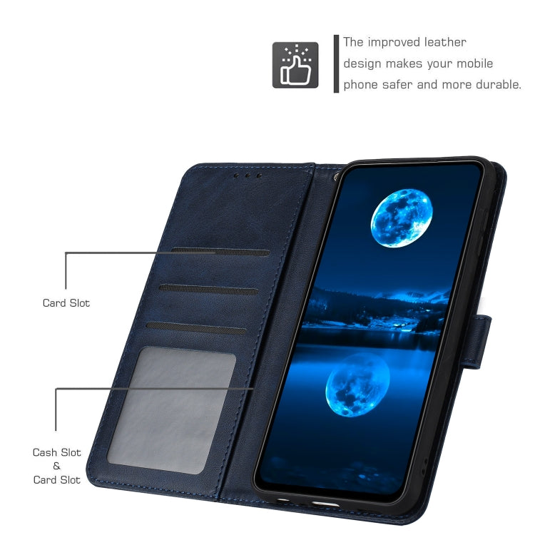 For Samsung Galaxy S25 / S24 5G Solid Calf Texture Flip Leather Phone Case(Dark Blue) - Galaxy S25 5G Cases by PMC TechLife | Online Shopping South Africa | PMC TechLife | Buy Now Pay Later Mobicred
