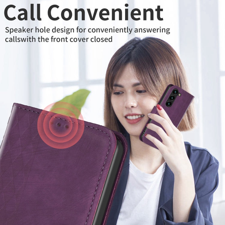 For Samsung Galaxy S25+ 5G Plaid Embossed Leather Phone Case(Purple) - free shipping - PMC Jewellery - Order now!