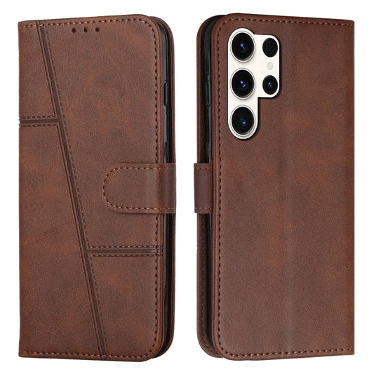 For Samsung Galaxy S25 Ultra 5G Stitching Calf Texture Buckle Leather Phone Case(Brown) - Galaxy S25 Ultra 5G Cases by PMC Jewellery | Online Shopping South Africa | PMC Jewellery | Buy Now Pay Later Mobicred