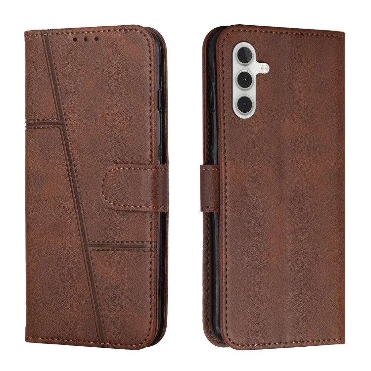 For Samsung Galaxy S25+ / S24+ 5G Stitching Calf Texture Buckle Leather Phone Case(Brown) - Galaxy S25+ 5G Cases by PMC Jewellery | Online Shopping South Africa | PMC Jewellery | Buy Now Pay Later Mobicred