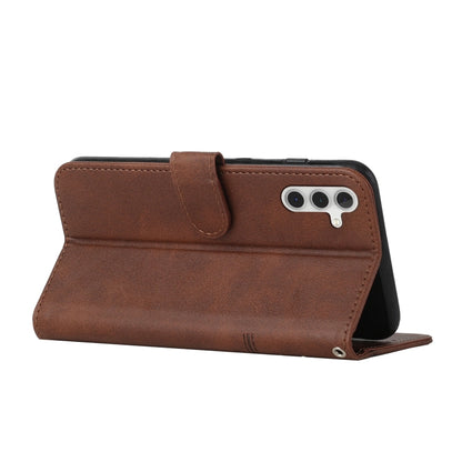 For Samsung Galaxy S25+ / S24+ 5G Stitching Calf Texture Buckle Leather Phone Case(Brown) - Galaxy S25+ 5G Cases by PMC Jewellery | Online Shopping South Africa | PMC Jewellery | Buy Now Pay Later Mobicred