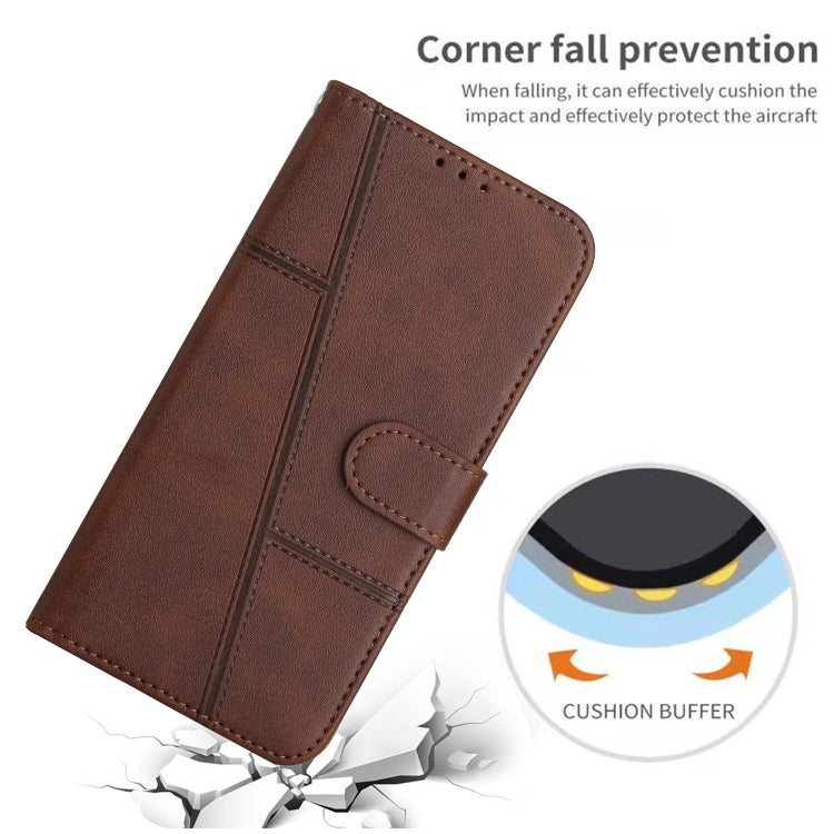 For Samsung Galaxy S25+ / S24+ 5G Stitching Calf Texture Buckle Leather Phone Case(Brown) - Galaxy S25+ 5G Cases by PMC Jewellery | Online Shopping South Africa | PMC Jewellery | Buy Now Pay Later Mobicred