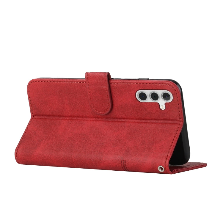 For Samsung Galaxy S25+ / S24+ 5G Stitching Calf Texture Buckle Leather Phone Case(Red) - Galaxy S25+ 5G Cases by PMC Jewellery | Online Shopping South Africa | PMC Jewellery | Buy Now Pay Later Mobicred