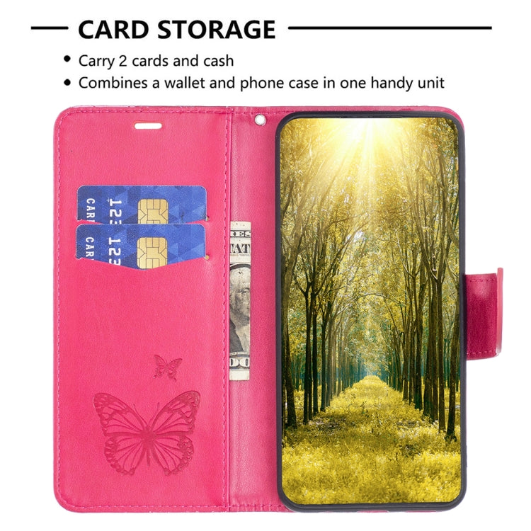 For Samsung Galaxy S25+ 5G Embossing Two Butterflies Pattern Leather Phone Case(Rose Red) - Galaxy S25+ 5G Cases by PMC Jewellery | Online Shopping South Africa | PMC Jewellery | Buy Now Pay Later Mobicred