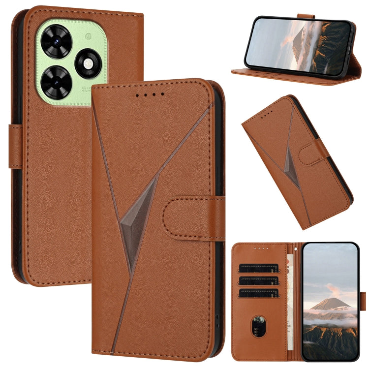 For Tecno Spark Go 2024 Triangle Pattern Buckle Clasp Leather Phone Case(Brown) - Tecno Cases by PMC Jewellery | Online Shopping South Africa | PMC Jewellery | Buy Now Pay Later Mobicred