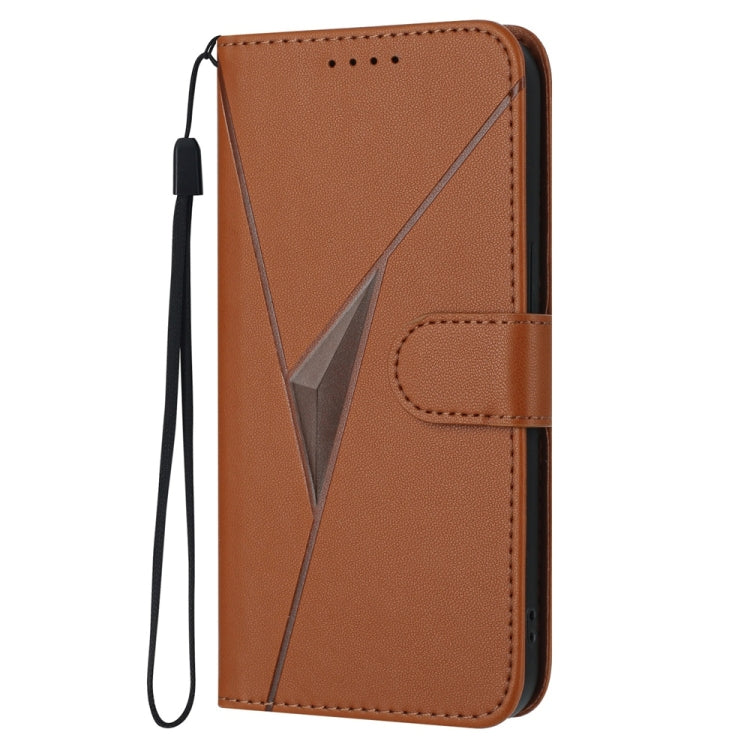 For Tecno Spark Go 2024 Triangle Pattern Buckle Clasp Leather Phone Case(Brown) - Tecno Cases by PMC Jewellery | Online Shopping South Africa | PMC Jewellery | Buy Now Pay Later Mobicred