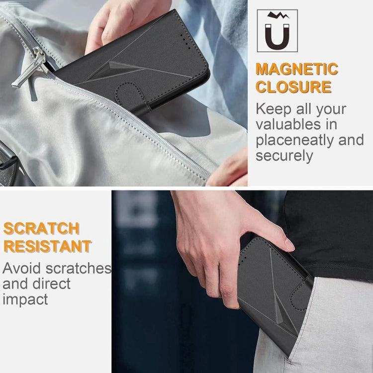 For Tecno Spark Go 2024 Triangle Pattern Buckle Clasp Leather Phone Case(Black) - Tecno Cases by PMC Jewellery | Online Shopping South Africa | PMC Jewellery | Buy Now Pay Later Mobicred