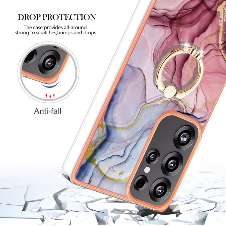 For Samsung Galaxy S25 Ultra 5G Electroplating Marble Dual-side IMD Phone Case with Ring(Rose Red 014) - Galaxy S25 Ultra 5G Cases by PMC Jewellery | Online Shopping South Africa | PMC Jewellery | Buy Now Pay Later Mobicred