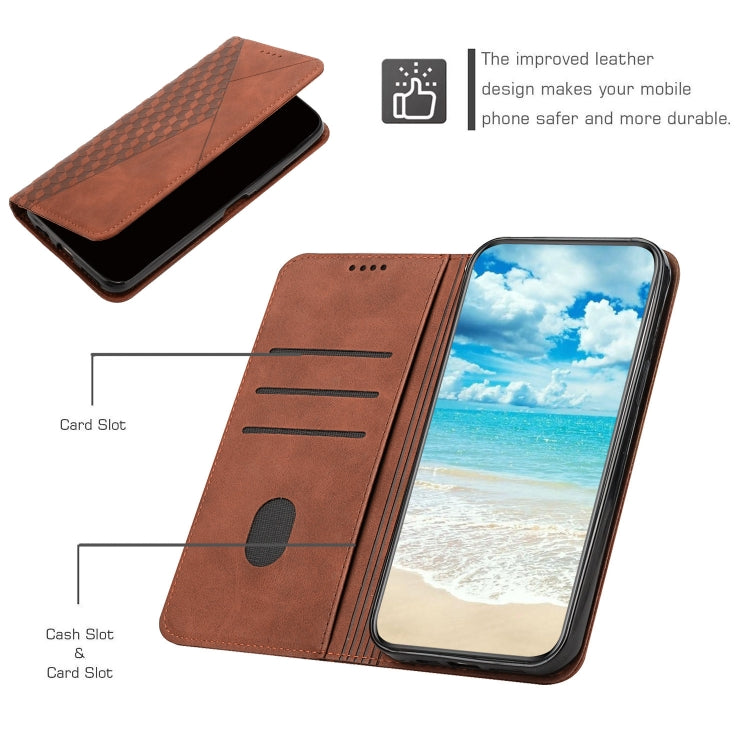 For Samsung Galaxy S25 / S24 5G Diamond Splicing Skin Feel Magnetic Leather Phone Case(Brown) - Galaxy S25 5G Cases by PMC Jewellery | Online Shopping South Africa | PMC Jewellery | Buy Now Pay Later Mobicred