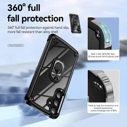 For Samsung Galaxy S25+ 5G TPU + PC Lens Protection Phone Case with Ring Holder(Black) - Galaxy S25+ 5G Cases by PMC Jewellery | Online Shopping South Africa | PMC Jewellery | Buy Now Pay Later Mobicred