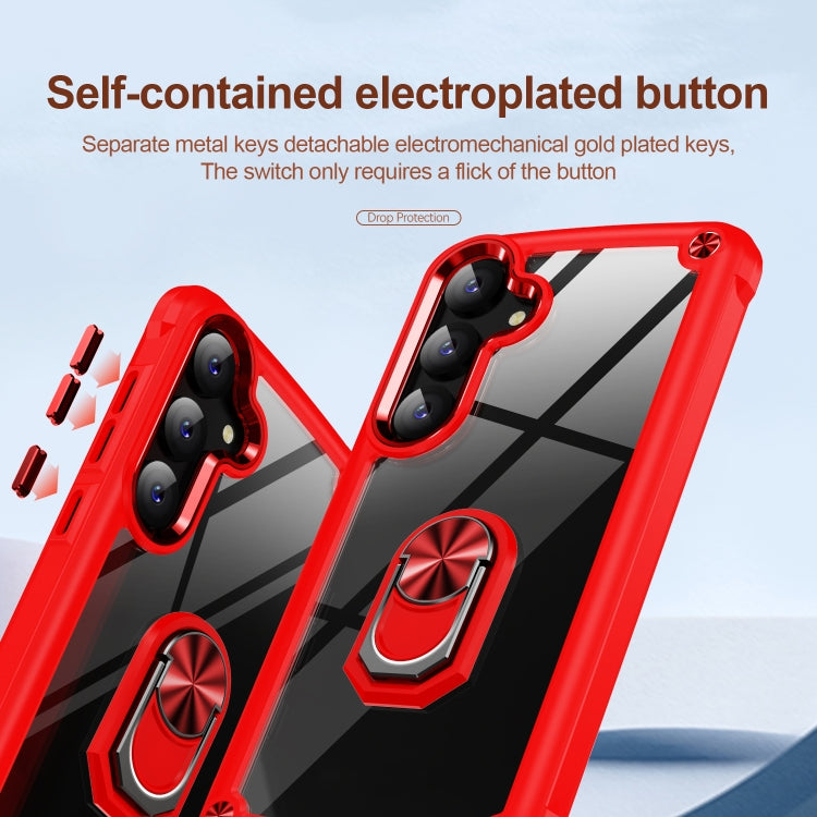 For Samsung Galaxy S25 5G TPU + PC Lens Protection Phone Case with Ring Holder(Red) - Galaxy S25 5G Cases by PMC Jewellery | Online Shopping South Africa | PMC Jewellery | Buy Now Pay Later Mobicred