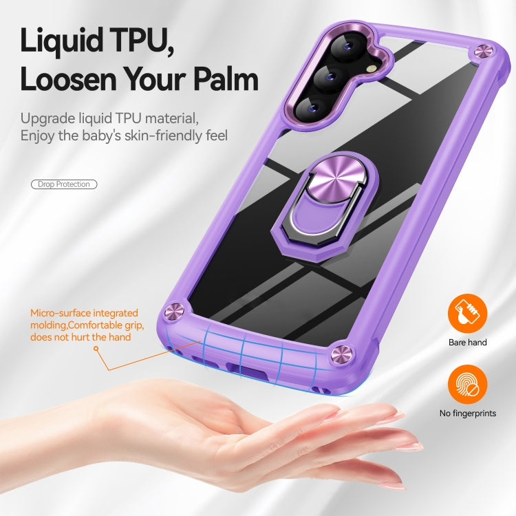 For Samsung Galaxy S25 5G TPU + PC Lens Protection Phone Case with Ring Holder(Purple) - Galaxy S25 5G Cases by PMC Jewellery | Online Shopping South Africa | PMC Jewellery | Buy Now Pay Later Mobicred