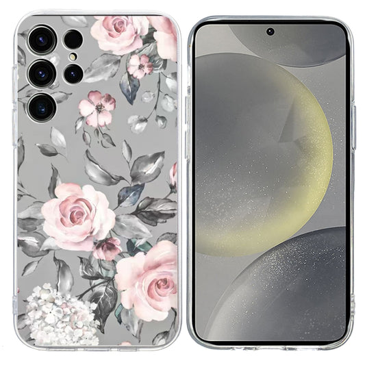 For Samsung Galaxy S25 Ultra 5G Colorful Painting Pattern TPU Phone Case(Flowers On Grey) - Galaxy S25 Ultra 5G Cases by PMC Jewellery | Online Shopping South Africa | PMC Jewellery | Buy Now Pay Later Mobicred