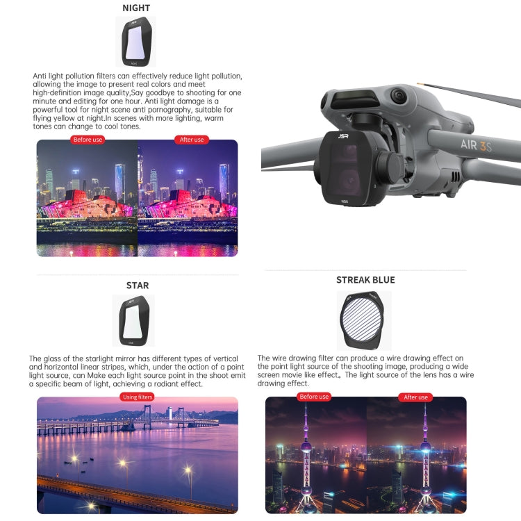 For DJI Air 3S JSR CB Series Drone Lens Filter, Filter:ND64PL - free shipping - PMC TechLife - Order now!