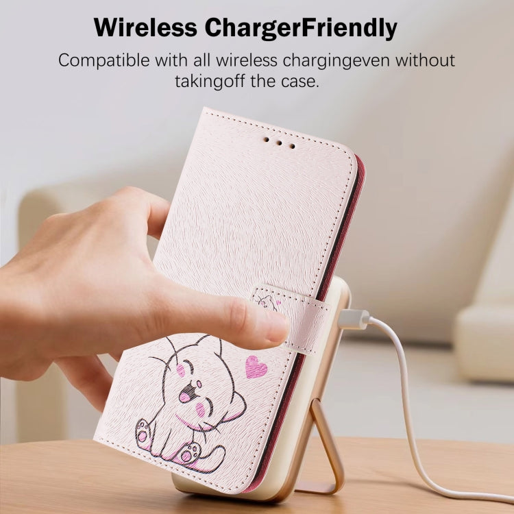 For iPhone 16e Art Colored Drawing Pattern Leather Phone Case(Cute cat) - iPhone 16e Cases by PMC TechLife | Online Shopping South Africa | PMC TechLife | Buy Now Pay Later Mobicred