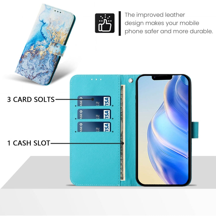 For iPhone 16e Art Colored Drawing Pattern Leather Phone Case(Ocean marble) - iPhone 16e Cases by PMC TechLife | Online Shopping South Africa | PMC TechLife | Buy Now Pay Later Mobicred
